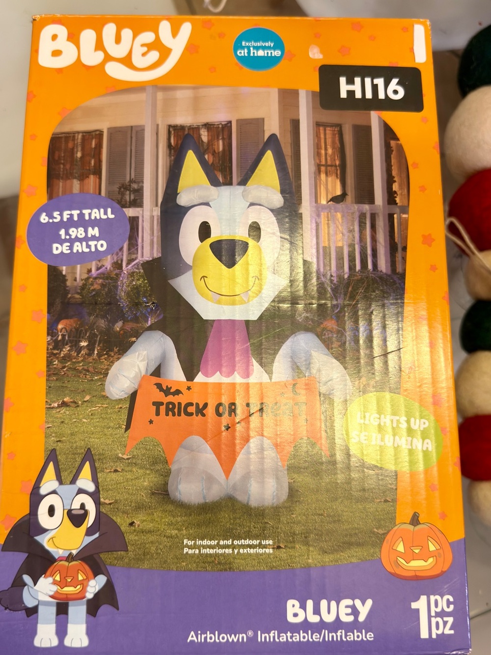 Bluey Halloween Inflatable in Blue, Yellow, White, Orange